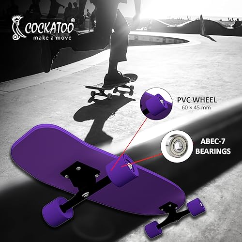 Image of Cockatoo PVC Skateboard | Penny Skateboard| Casterboard| Anti-Skid Board with 608Z Bearings | (22 x 6 Inch)