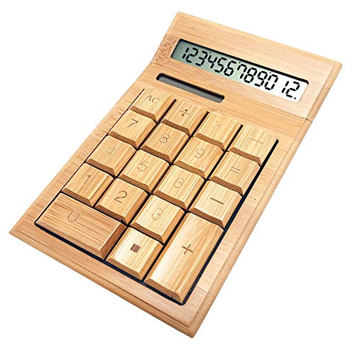 Glovion Eco-Friendly Finely Handcrafted 12 Digits Solar Powered Nature Bamboo Wood Calculator (Bend Style)