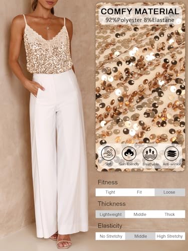 Sequin V-Neck Tank Tops Summer Sparkle Glitter Casual Sexy Backless Beach Vacation Club Camisole Top for Women4