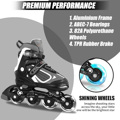Image of Nattork Adjustable Inline Skates for Kids with Light Up Wheel, Outdoor & Indoor Illuminating Roller Skates for Girls and Boys,Beginners