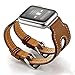 Valkit for Apple Watch Band - iWatch Bands 38mm Genuine Leather Strap iPhone Smart Watch Band Replacement Wristband with Stainless Steel Adapter Clasp for Apple Watch 3 2 1, Double Buckle Cuff - Brown