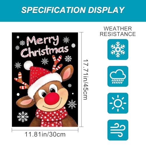 Image of BlissYard Christmas Garden Flag 12x18 Inch Reindeer Candy Yard Decor