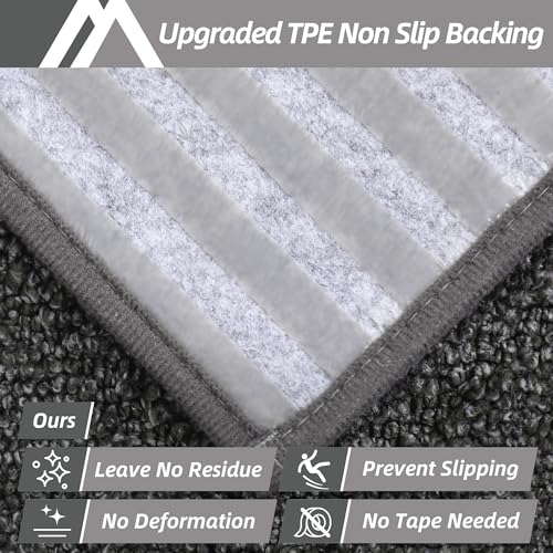 Image of COSY HOMEER Edging Stair Treads Non-Slip Carpet Mat 28inX9in Indoor Stair Runners for Wooden Steps, Edging Stair Rugs for Kids and Dogs, 100% Polyester TPE Backing (10pc, Black)