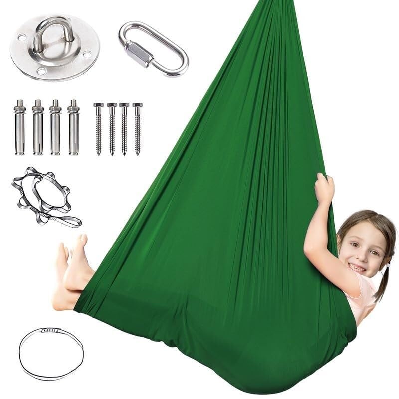 Aerial Yoga Hammock Swing Indoor outdoor Relaxation Calming Toy (Green)