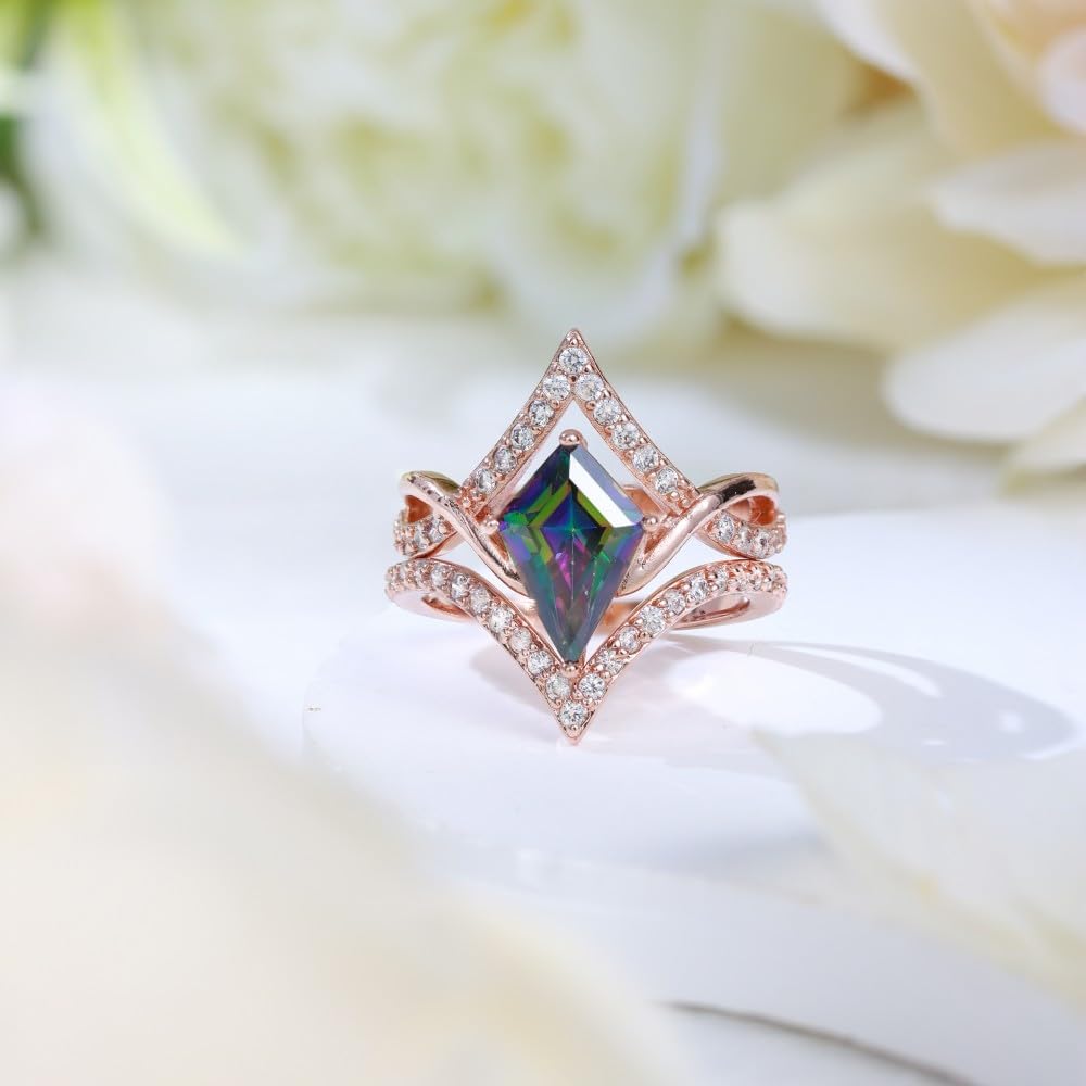 Alexandrite Engagement Rings for Women Wedding Ring Promise Rings for Her Rose Gold Mood Birthstone Rings Christmas Anniversary Birthday Valentine's Day Gift - Image 5