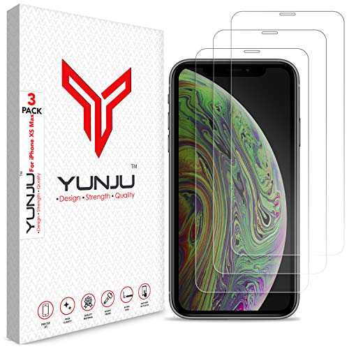 YUNJU Displayschutzfolie für Apple iPhone 11 Pro Max und iPhone XS Max 6,5 Zoll, hüllenfreundlich, Panzerglasfolie 9H HD, 3er-Pack Cover
