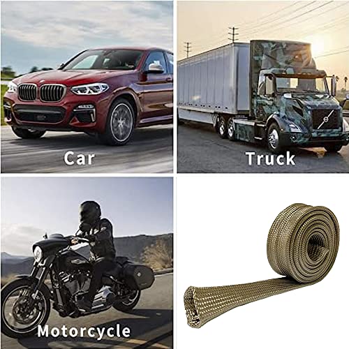 Degeoberlin AA01 Spark Plug Wire Heat Shield Heat Hose 1/2 Inch Idx10' Basalt Fiber Wrap Heat Sleeve Adjustable Fuel Line Heat Shield For Car&Auto Wire Loom Protection thumb #8