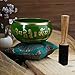 Ajuny Tibetan Singing Bowl Set - Handcrafted Meditation Brass Sound Bowl with Stick and Cushion for Yoga, Chakra Healing, Mindfulness and Stress Relief Spiritual Gifts - Gold Green