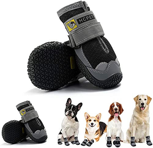 Image of PETANGEL HCpet Dog Boots for Hardwood Floor | Breathable Shoes | Booties With Reflective Anti-Slip Sole | Outdoor Paw Protectors With Rubber Soles for Hiking and Running (Size: 6)