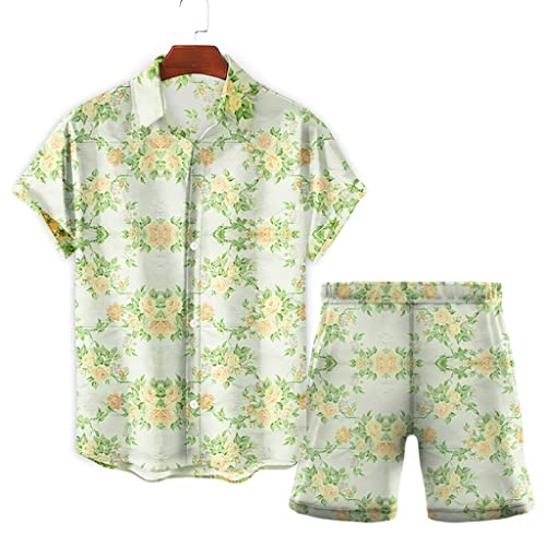 Ensemble fluide imprimé short et chemise d'été homme au design casual