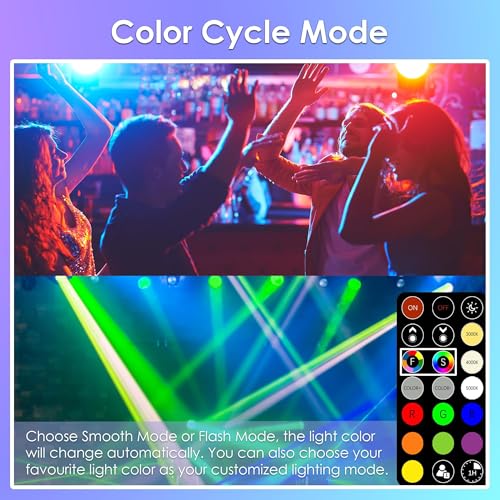 Image of FTL Color Changing Light Bulb with Remote Control, A19 E26 Dimmable RGB LED Colored Light Bulbs 8W 60W Equivalent, 30 Colors, 2700K-6000K, Timer, Multi Color Recessed Light Bulbs for Bedroom, 4-Pack
