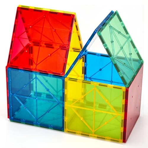 Gemmicc 12 PCS Large Magnetic Tiles Jumbo Magnet Base Plates STEM Magnetic Building Blocks for Kids Boys Girls