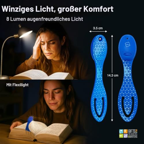 Gifts for Readers & Writers Flexilight Leselampe | 2 in 1 Lesezeichen Buch Licht | LED Clip On Leselampe… – Ansicht 5