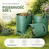 Worek na odpady ogrodowe, duży i odporny na rozerwanie, worek ogrodowy o gramaturze 150 g/m², worek ogrodowy z polipropylenu, idealny do liści, skoszonej trawy i zielonego cięcia (500 l)