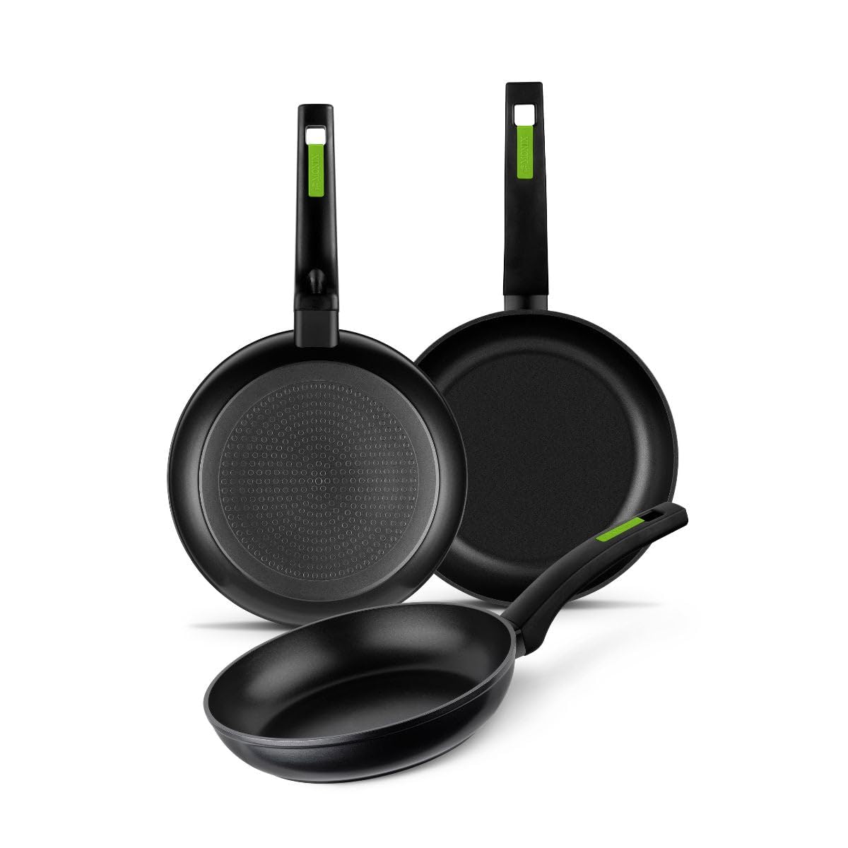 Pack 3 Sartenes Monix Green M481241/ Ø18cm/ Ø22cm/ Ø26cm/ Aluminio forjado