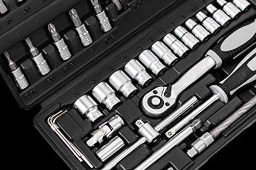 Connex Bit- und Steckschlüssel-Satz 52-teilig - Stabiler Kunststoffkoffer - 1/4 Zoll - Umschaltknarre mit Schnelllösefunktion - Für Montage… – Ansicht 6