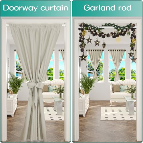 Image of Tension Curtain Rod by EZFurni, 28 to 42 Inch, Adjustable Curtain Rods No Drilling, Heavy Duty Tension Rod, Anti-Slip Spring Loaded Curtain Rods for Window, Closet, Door, White