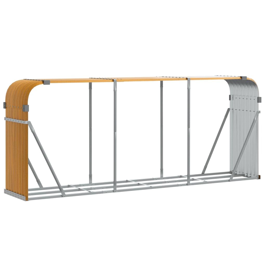 Contenitore per legna da ardere 234 x 45 x 100 cm, in acciaio zincato | Robusta legna da ardere, montaggio a parete con 2 ganci, ventilazione per legno secco, stoccaggio esterno