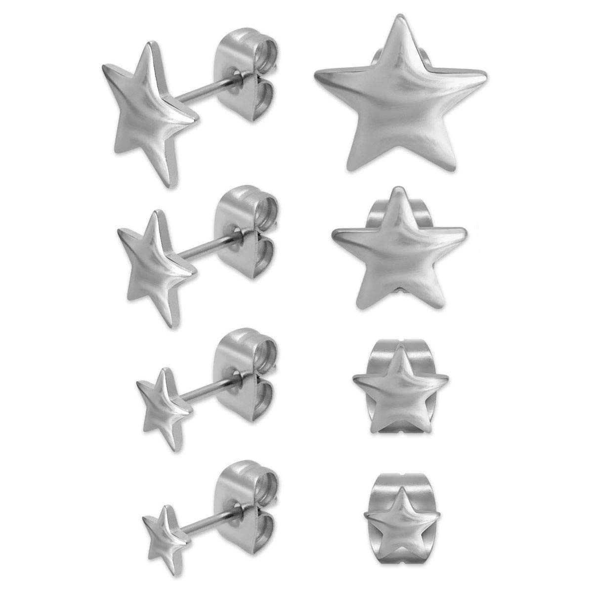 Soul-Cats Oorstekers Zilver Titanium met Schroefsluiting Uniseks Oorbellen in verschillende maten 5 - 12 mm Huidvriendelijk Minimalistisch Ontwerp, 6 mm, Titanium