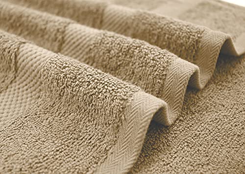 Image of DAN RIVER Bath Towels Set of 4, 27 x 54 Inches, 100% Cotton, Larger & Lighter Weight, Quicker to Dry, Super Soft and Absorbent, Ideal Tan Bath Towels for Daily Use