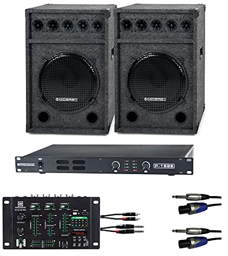 Pronomic DJ-Party Set II Kit Completo 2X Festival 15 Caja, 1x Mixer, Etapa, Cables