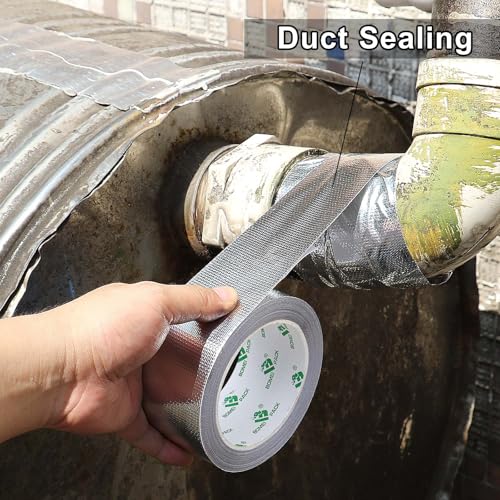 Image of BOMEI PACK Adhesive Aluminum Foil Heat Shield Tape 2 Pack 1.5inch x 66ft Barrier Fiberglass Thermal Insulation Reflective Material High Temp Protectionn