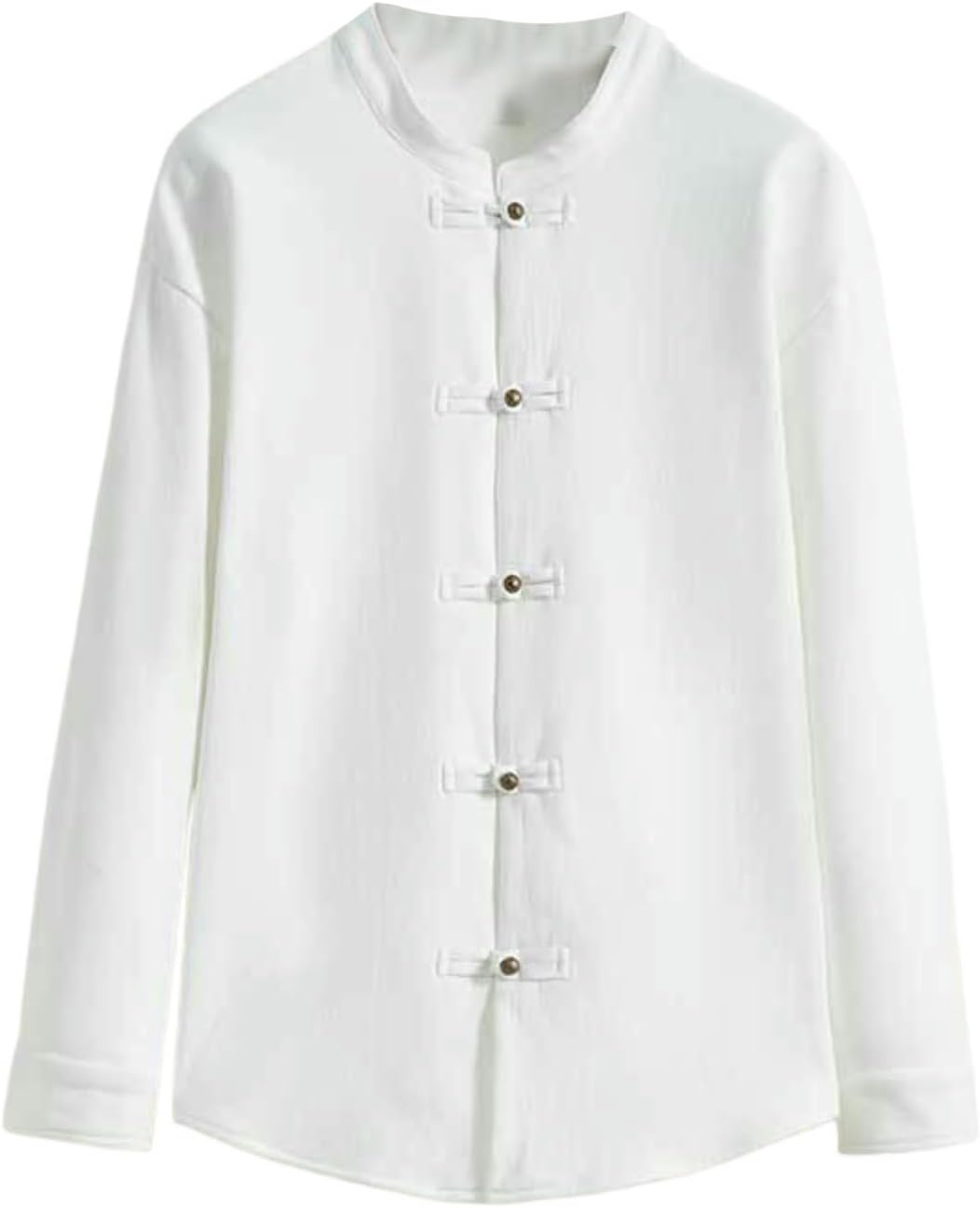 Men's Cotton Blend Long Sleeve Mandarin Collar Tang Shirt Button Front Chinese Style Retro Daily Wear