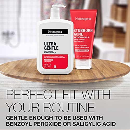 Neutrogena Ultra Gentle Daily Facial Cleanser With Pro-Vitamin B5 For Acne-Prone & Sensitive Skin, Fragrance-Free, Dye-Free, Soap-Free, Paraben-Free & Hypoallergenic Face Wash, 16 Fl. Oz #TOP3