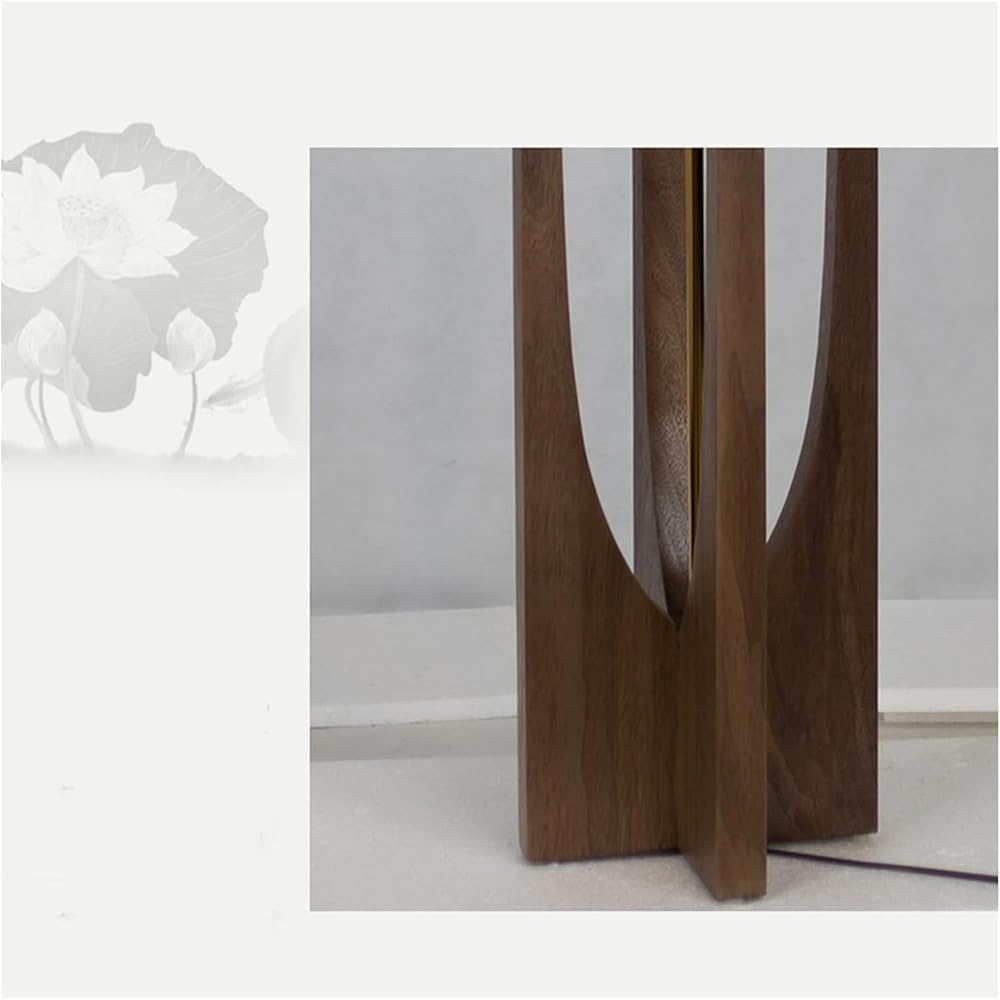 Lampada da terra standard, lampada da terra giapponese in legno massello con paralume in tessuto per soggiorno, camera da letto e illuminazione interna