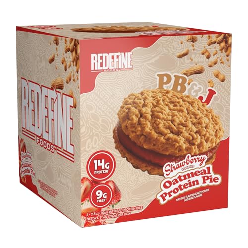 Redefine Foods Oatmeal Protein Pie, Peanut Butter & Jelly - 8 Count - 14g of Protein Per Serving - Non-GMO