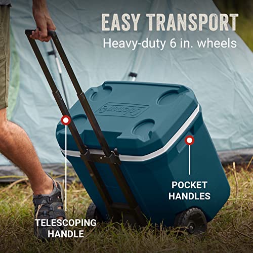 Image of Coleman Classic Series Insulated Portable Wheeled Cooler, Leak-Resistant Outdoor Hard Cooler Keeps Ice up to 5 Days, 62qt /65qt /100qt Options