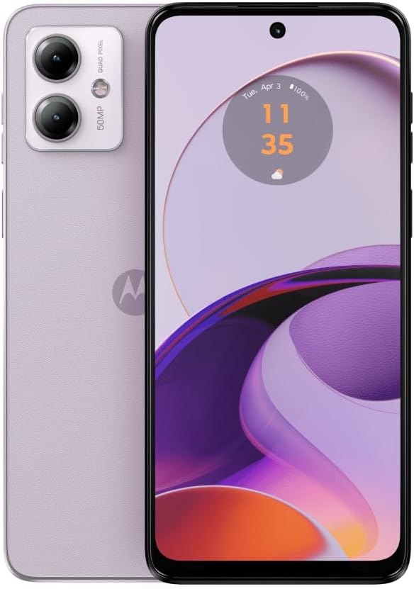 motorola Moto G14 Dual SIM 128GB ROM + 4GB RAM Factory Unlocked 4G Smartphone - International Version (Pale Lilac)