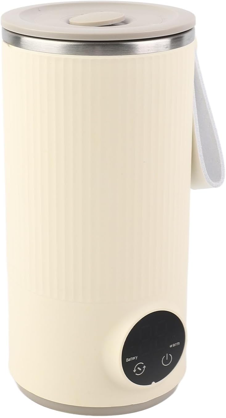USB Rechargeable Stainless Steel Travel Electric Kettle 400ML Portable Electric Tea Kettle with Stirrer & 2 x 3000mAh Battery for Coffee Tea Heating