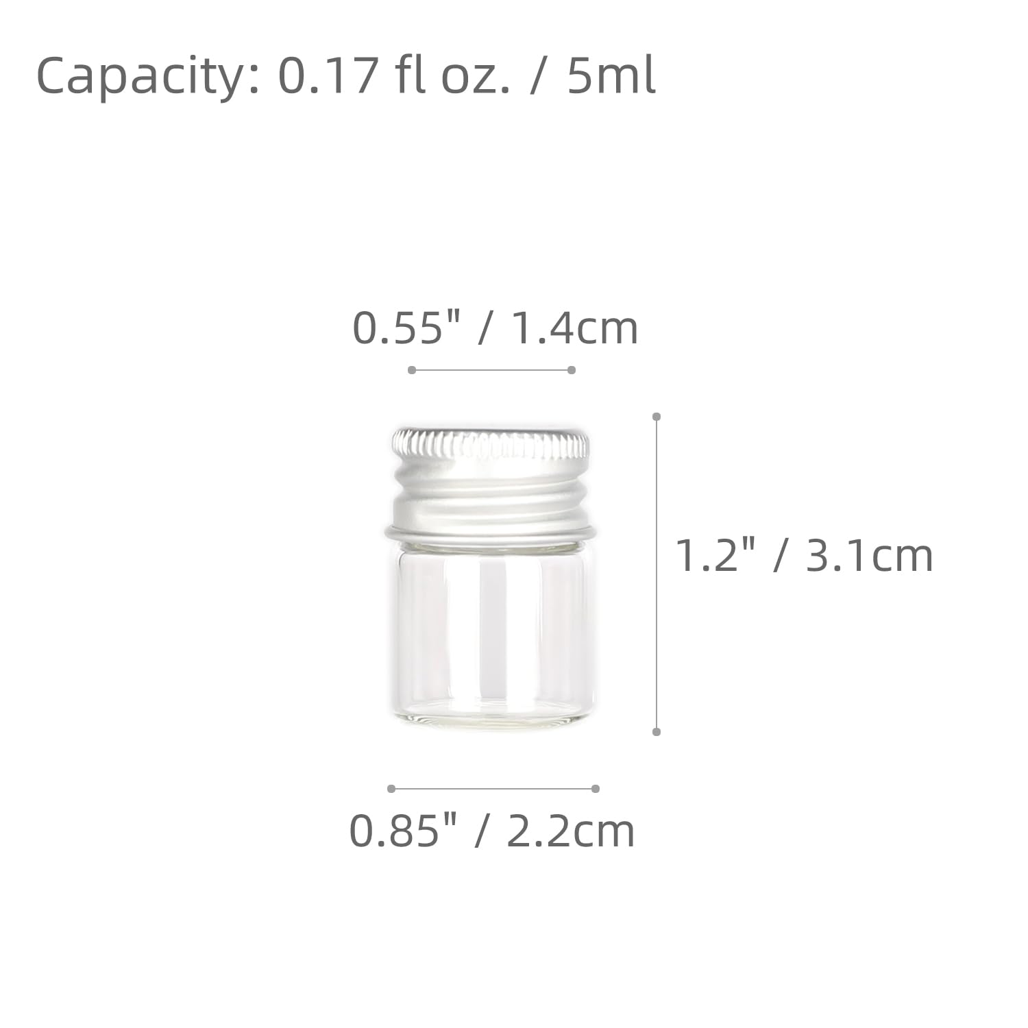 Magic Season Decorative Glass Bottles (24 Pcs w/Aluminum Caps / 0.17 fl oz.)