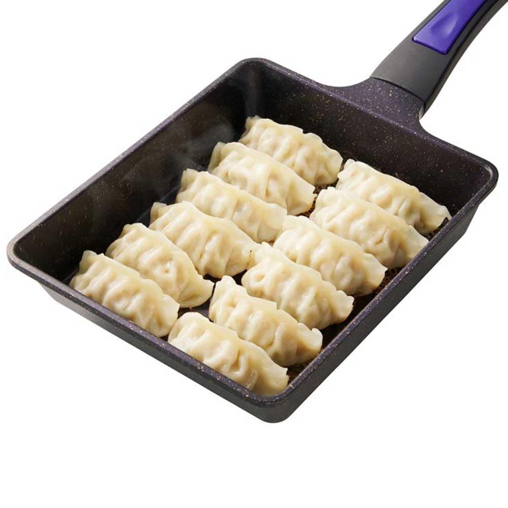 Bestco ND-5100 ND-5100 Grill Pan, 6.7 x 8.7 inches (17 x 22 cm), Glass Lid Included, Bake Frozen Dumplings Cleanly, IH Gas Fire, Volante, Neo, Purple, Diamond Coat