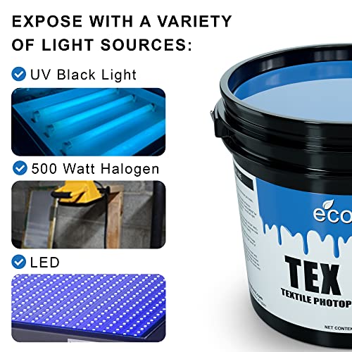 Ecotex® Tex-Blue Screen Printing Emulsion (Quart - 32Oz.) Pre-Sensitized Photo Emulsion For Silk Screens And Fabric - For Screen Printing Plastisol Inks, Pure Photopolymer Screen Printing Supplies #TOP4