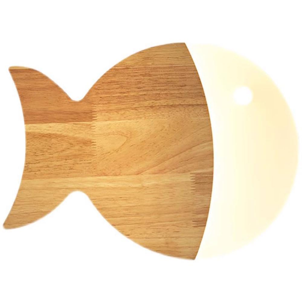 AWEITG Nordic Minimalist Oak Fish LED Wall Lamp for Boys and Girls Room - Stylish Bedside Sconce for Study Rooms and Hallways(28cm)