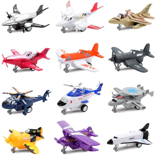 deAO Kit de 12 Aviones de Marcha atrás - Conjunto de helicópteros, bombarderos sigilosos, Aviones de Combate (Estilo 2)