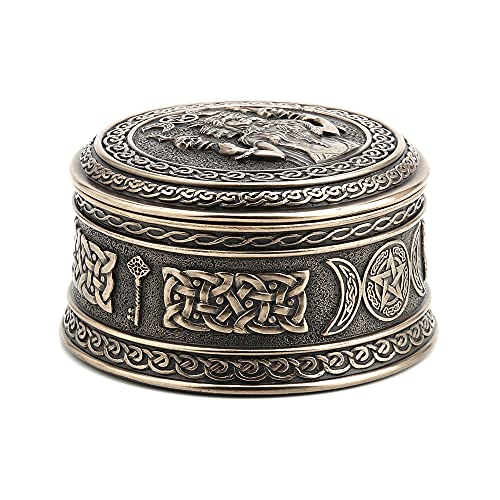 Veronese Design 2 1/8" Tall Hecate Goddess Of Chthonic Round Trinket Box Cold Cast Bronzed Resin Handmade Collectibles Wiccan Figurine Decorative Storage #TOP3