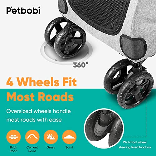 Petbobi Dog Stroller For Large Pet Jogger Stroller For 2 Dogs Breathable Animal Stroller With 4 Wheel And Storage Space Pet Can Easily Walk In/Out Travel Up To 120 Lbs #TOP4