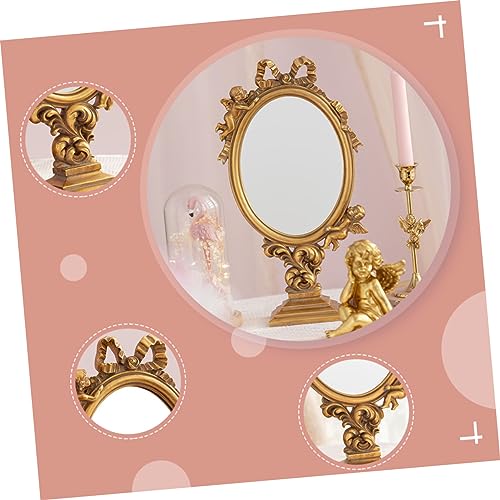 Espejo de maquillaje vintage de mesa con soporte elegante miniatura 4
