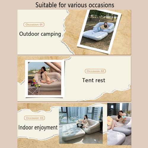 Matelas de camping pour maison et extérieur floqué anti-crevaison avec dossier