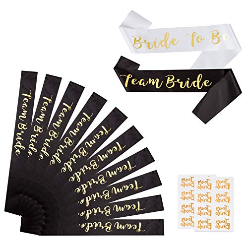 Naler 14-teilig JGA Set Weiß & Schwarz Gruppenset mit Schärpen Temporäre Tattoos für...