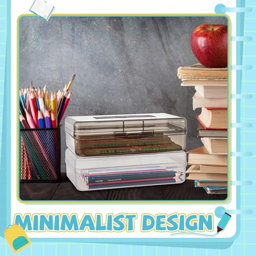 Image of Patelai 24 Pack Pencil Box for Kids 8.3x4.7x2.4 Plastic Clear Pencil Case Bulk Crayon Boxes with Snap Tight Lids for Classroom School Students(Black)