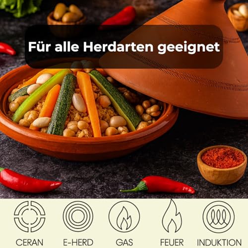 Original Tajine aus Marokko, unglasiert 30 cm f. 3-4 Personen - 3
