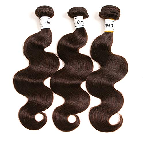 Ornate Hair Dark Brown Bundles Human Hair Brown Bundles Extensions Brazilian Hair Body Wave 3 Bundles Brown Virgin100% Human Hair Weave Bundles Dark Brown Color #2 (14 16 18 Inch)
