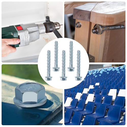 20 Stück Betonschrauben m8 x 60mm, Betonschraube Sechskantkopf Schrauben Set, Betonschrauben ohne Dübel verzinkt mit Scheibe, Schraubanker für Industrie Mauerwerk Beton Architektur