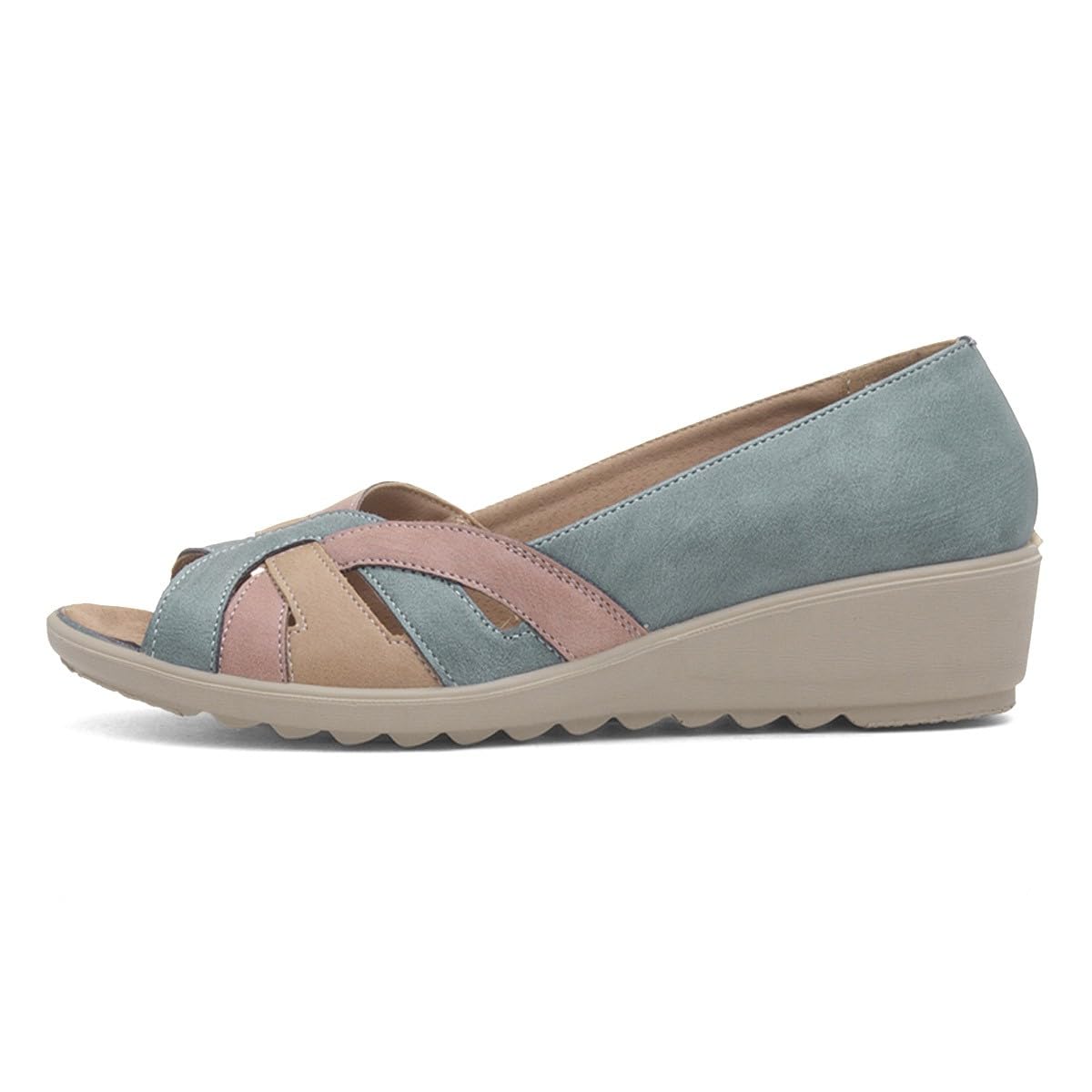 Chaussures compensées Moira bleu à bout ouvert pour vos balades d'été - 8
