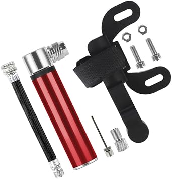 1Set Portable Aluminum Alloy Bike Pump Mini Manual Tire Inflator for Cycling Lightweight and Durable Air Pump Seal for Mountain and Road Bikes Black Red