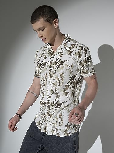 Image of Hubberholme Men's Rayon Relaxed Fit Printed Half Sleeve Resort Shirt